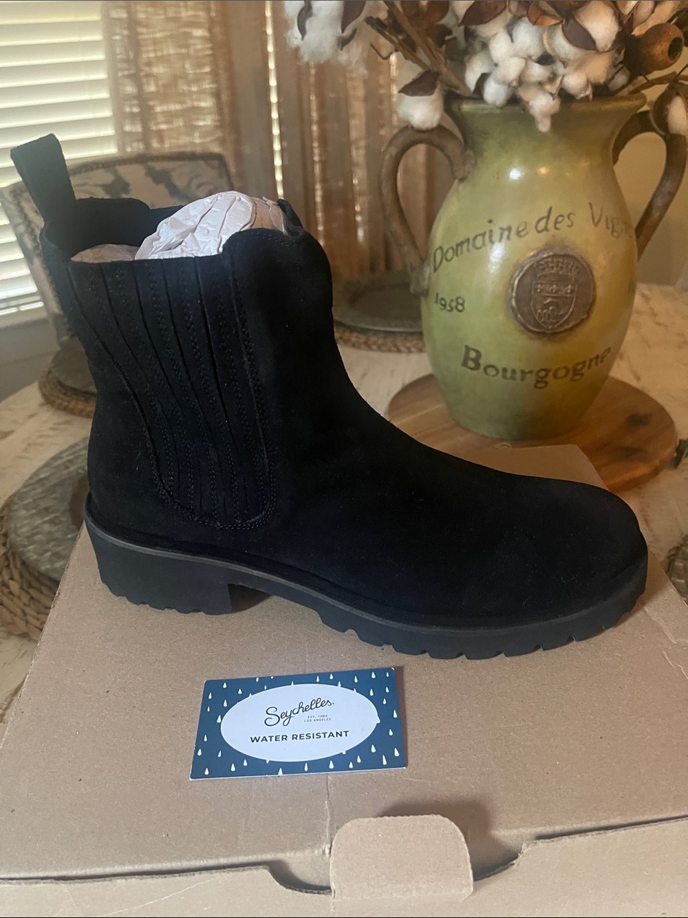 Seychelles Black Waterproof Suede Chelsea Ankle Boot- 9- NIB